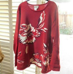 Coldwater Creek Red/Floral Sweater